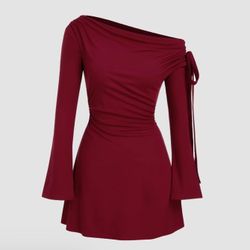 Red/Wine Off Shoulder Dress