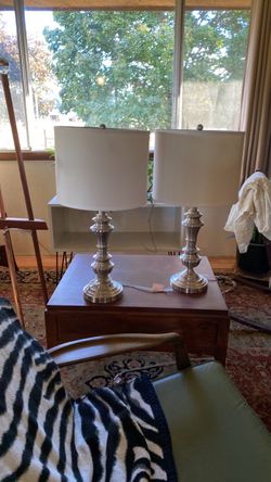 Pair of Brushed Nickel Table Lamps