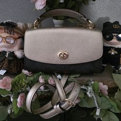 Coach Tilly Satchel 23 in Signature Canvas – Brown/Gold