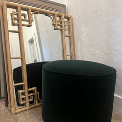 Green Velvet Ottoman & Mirrors