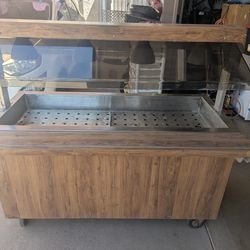 Rolling Salad Bar with Sneeze Guard and Lights