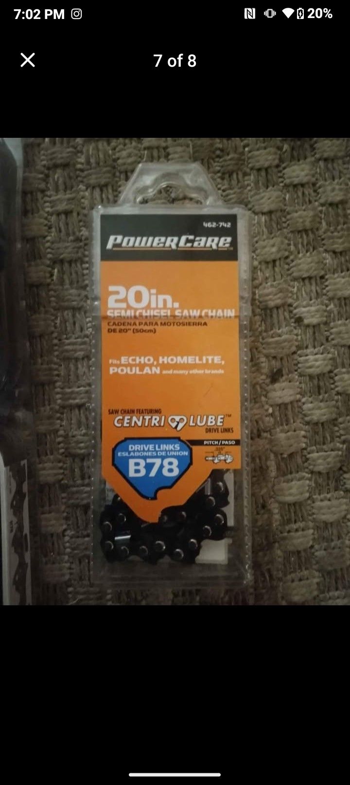 Powercare B78 20" Saw Chains 1 Box New Asking $15 Pick Up