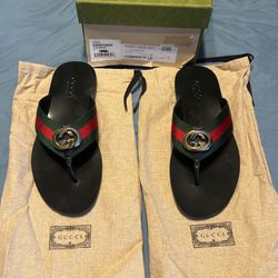 Black Gucci Sandals, Men’s Kika Thong Sandals, Size 8 Men, 100% Authentic