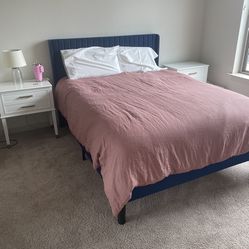 Velvet Upholstered Wingback Bed