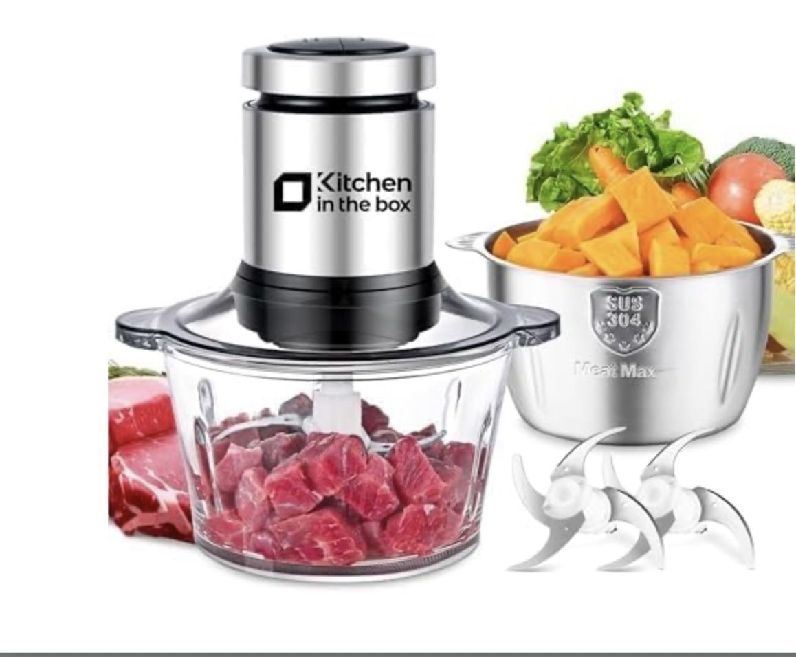 Brand New Kitchen In The Box Food Processors With 400W All-Copper Motor,Small Meat Grinder & Food Chopper - Electric Vegetable Chopper With 2 8-Cups B