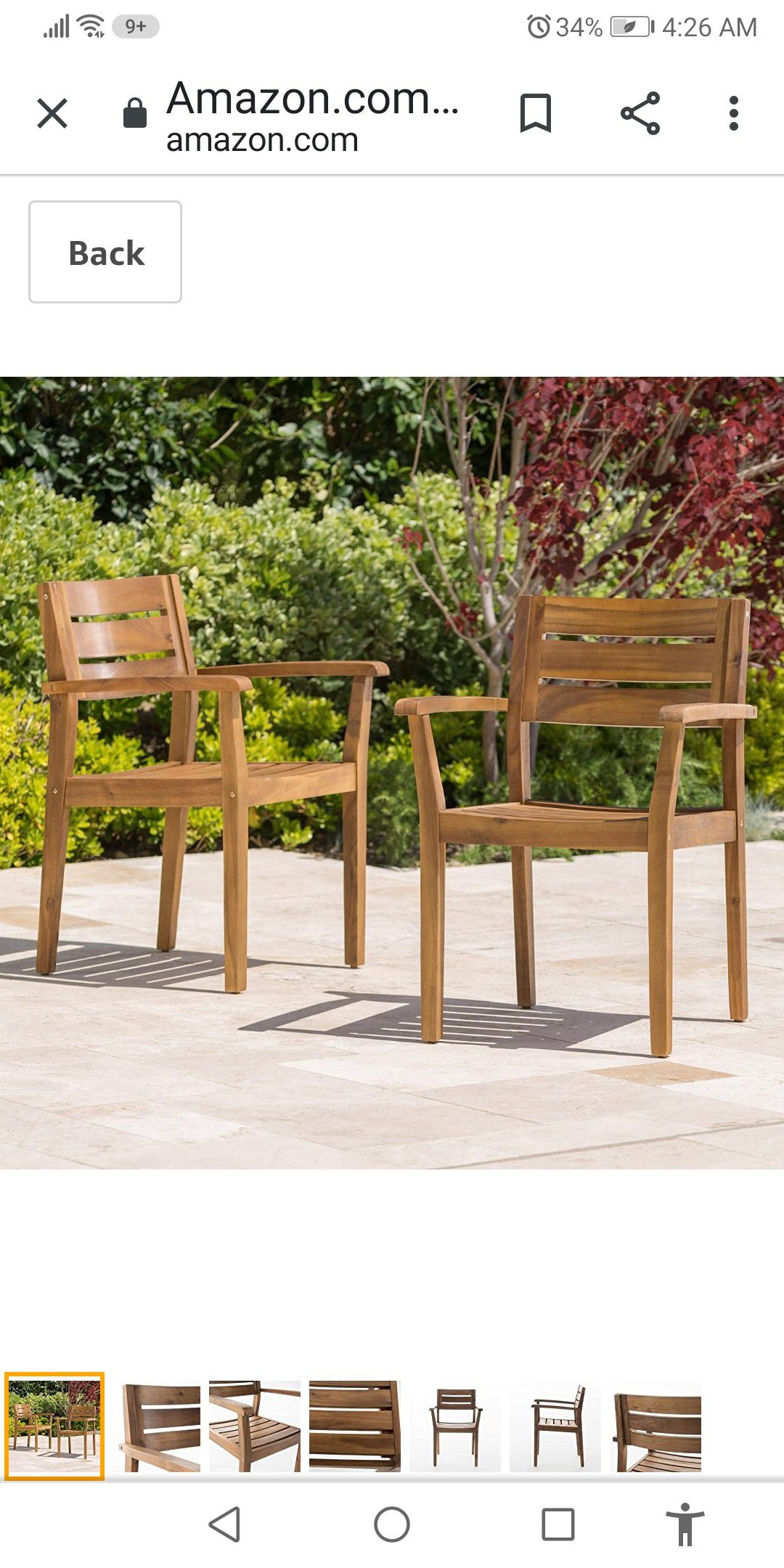 New 2 Acacia Wood chairs