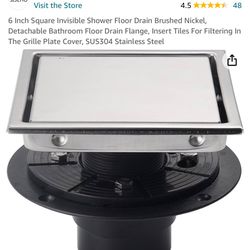 6 Inch Square Invisible Shower Floor Drain