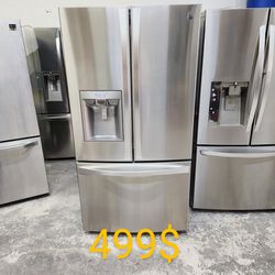 Refrigerator KENMORE ELITE 36" Counter Depth 3 DOORS STAINLES STEEL Ice Maker&Water Perfect Work Warranty Delivery Available Cold Ice Never