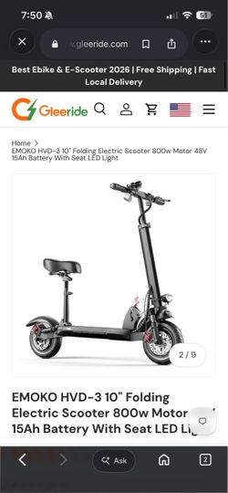 EMOKO HVD-3 Folding Electric Scooter with Seat