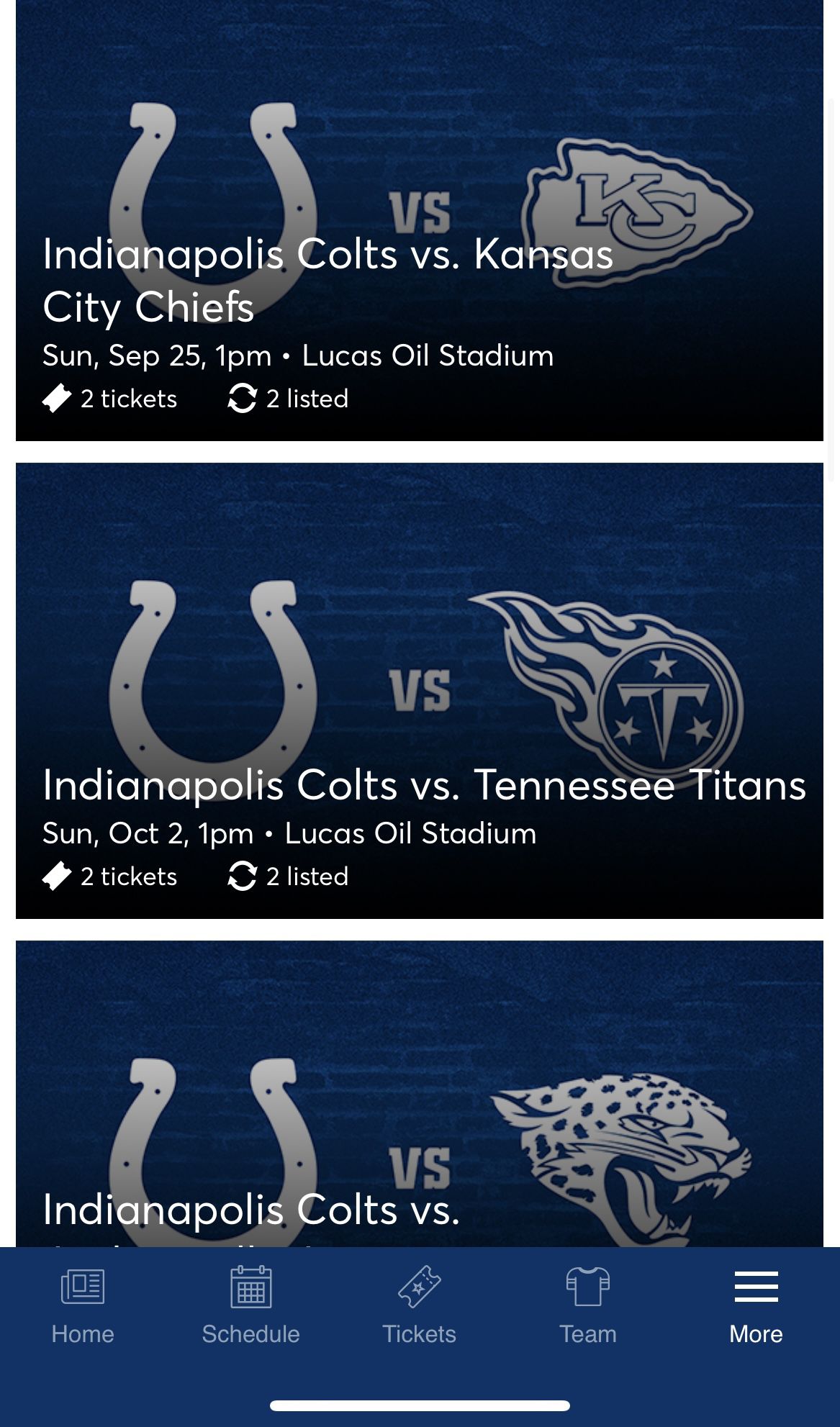 Indianapolis Colts season tickets