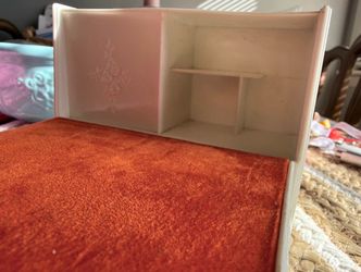 Vintage 1980s Ginny Vogue Doll Furniture Lot Bed Raised Roses Blanket Quilted Be...