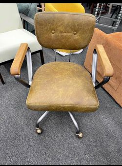 Assembled New Top Grain Leather Office Chair Swivel Seat & Tilt Backrest, 24''L x 25''D x 32” H