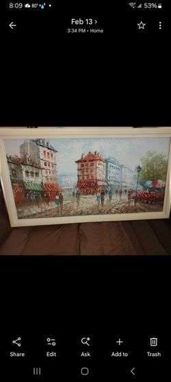 Framed Paris Street Scene Oil Painting / Caroline Burnett