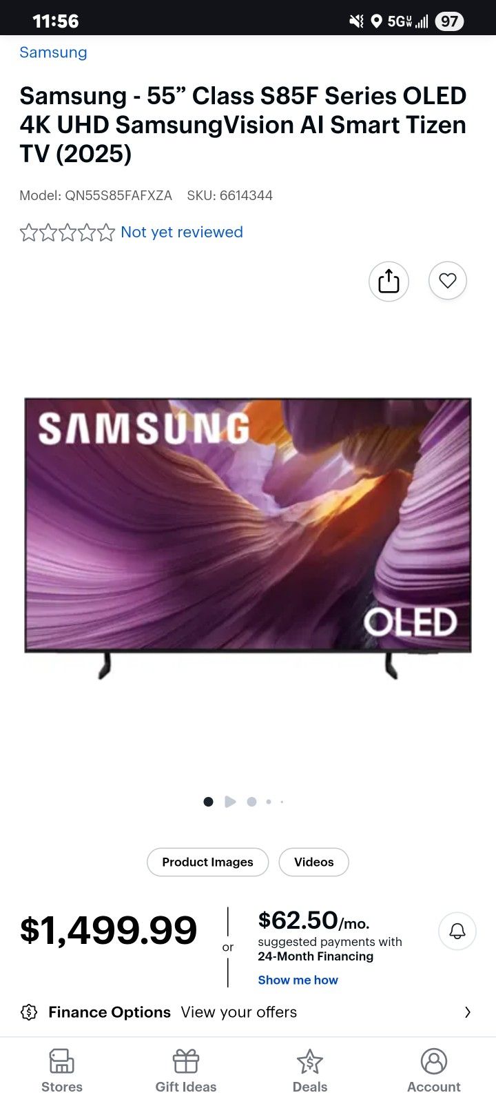 2025 Samsung 55" S85F QD-OLED TV