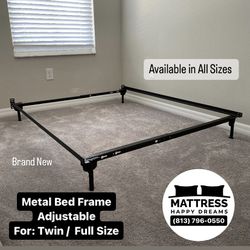 Metal Bed Frame Adjustable To Twin/Full Size Holds Up To 1000 lb. Distributed Weight 63” L. Delivery Available