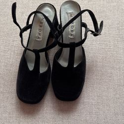Girls Black Velvet Dress Shoes