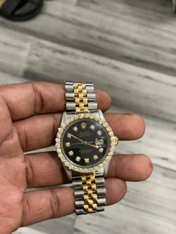 36mm TWO TONE DATE JUST ROLEX WITH CUSTOM 14K DIMOND BAZEL