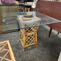 MCM Bamboo Rattan Dining Table 