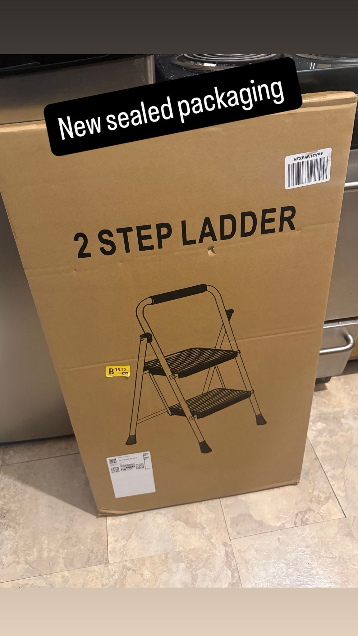 2 Step Ladder, Portable Steel Folding Step Stool with Wide Anti-Slip Pedal & Convenient Handgrip, 500lbs Sturdy Steel Ladder, Black Material: Alloy