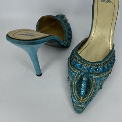 3” Heels - (Sheikh)-Turquoise With Jewels