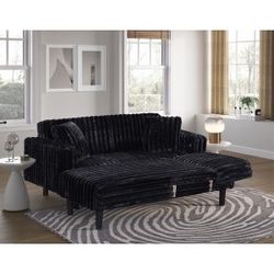 New Corduroy Sleeper Sectional Couch with USB! Includes Free Delivery 🚚! Free Assembly!