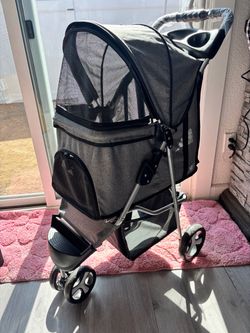 GORGEOUS GREY AND BLACK PET STROLLER 🐾😍