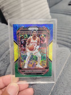 Onyeka okongwu choice  blue, yellow, green prizm basketball card
