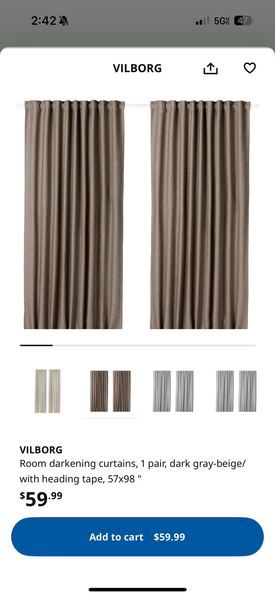 Room Darkening Curtain Set