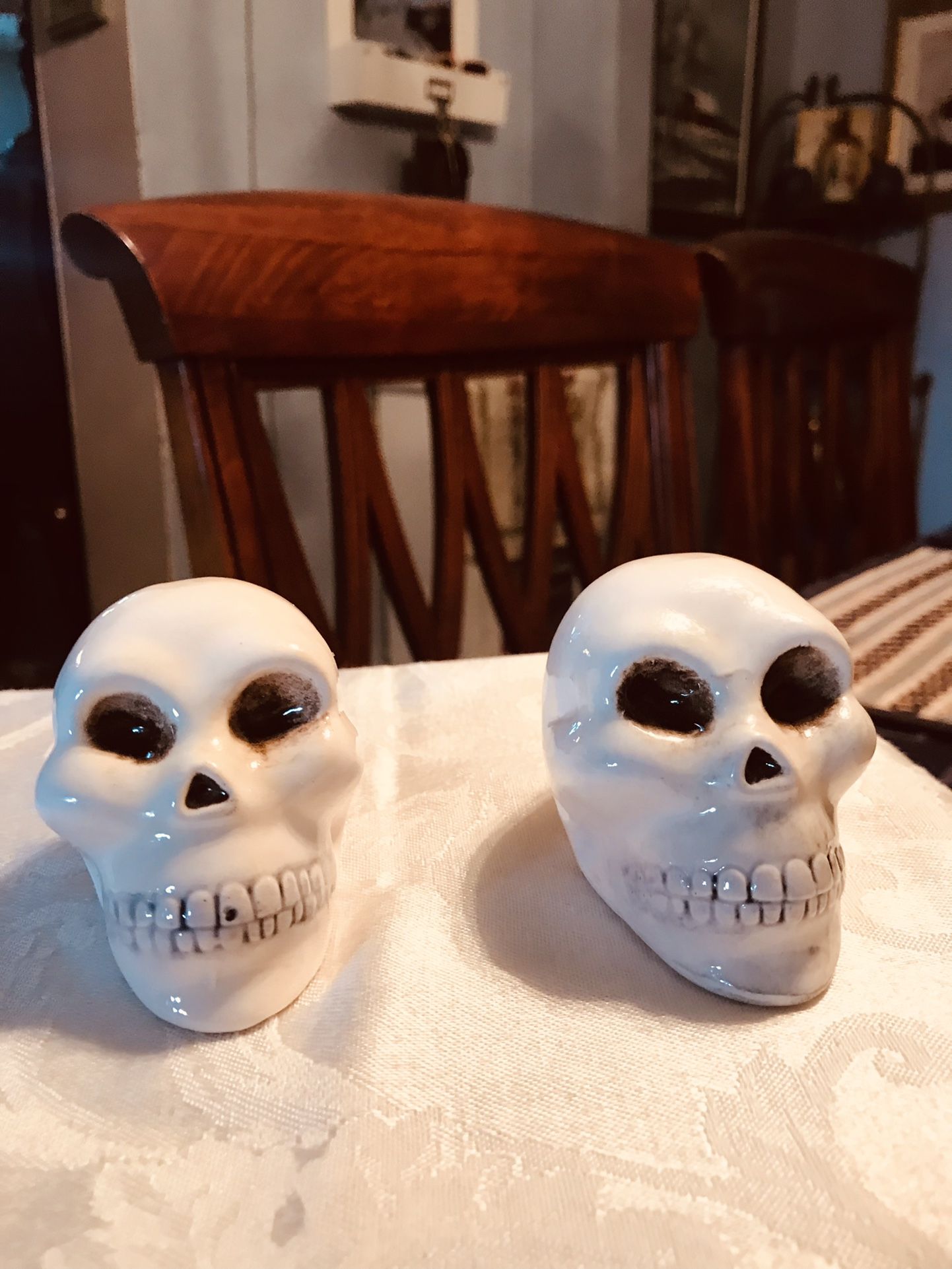 Vintage Skull Head Salt and Pepper Shakers Made In Japan