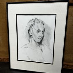 Pencil / Charcoal Portrait Titled “Eurassian Woman” By Bill Ruth ‘97 No Glass