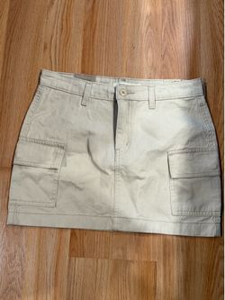 Levi's Cargo Mini Skirt Beige Cotton Twill Button Pockets Women's Size 26