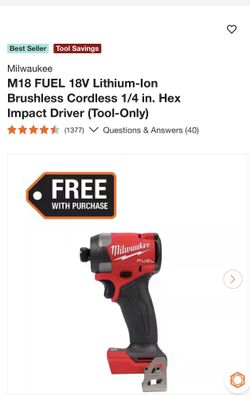 Milwaukee M18 FUEL 18V Lithium-Ion Brushless Cordless 1/4 in. Hex Impact Driver (Tool-Only)