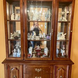 Solid Wood and Glass Hutch Cabinet