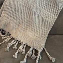 Grey Tassel Edged Charter Club Throw Blanket