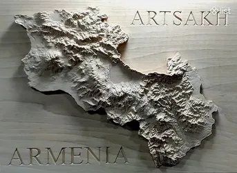 Armenia Artsakh Topographic map wooden