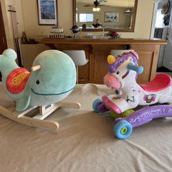Vtech Learning Unicorn/bike. Including mini Truck & whale 🐳 rocker. Excellent condition. 