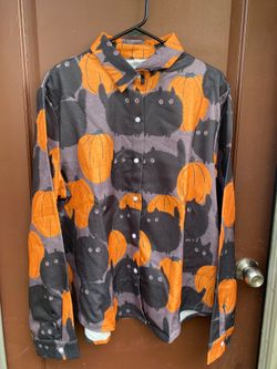 Halloween Black Cat Long sleeve button down shirt XXL