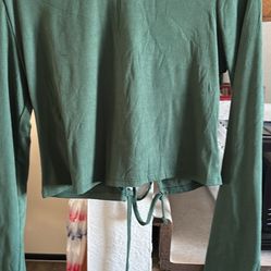 Green Crop Top With Lace Up Back