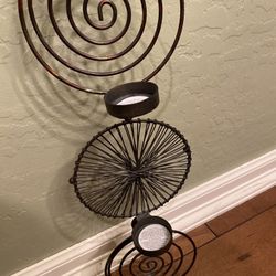 Metal 5 tea light candle holder wall hanging. 38 inch tall. Rustic/ Modern/ farmhouse/ cottage.