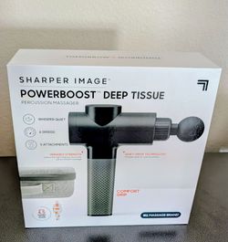 Title: Sharper Image PowerBoost Deep Tissue Massage Gun – New