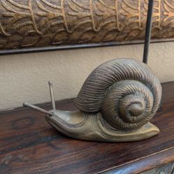 Vintage Large Brass Snail Figurine Made in Korea MCM 7" long