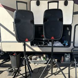 Rockville RAMSYS15 15" 1000W Rechargeable Portable PA System, 2 DJ/PA Speakers, Bluetooth