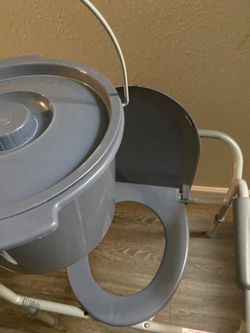 McKesson Folding Commode Chair Fixed Arm Steel Back Bar up to 350 lbs