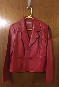 Red 100% Leather Jacket Size Small