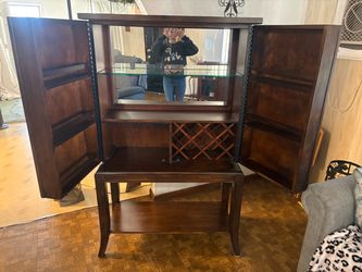Natural wood liquor cabinet