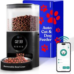 Genius Automatic Cat & Dog Dry Food Dispenser: WiFi Enabled Timed Pet Feeder with App Control & Additional Programmable Manual Mode, 10s Voice Recorde