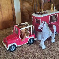 Horse Trailer, Jeep, Horses, Dolls