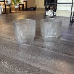 Clear Ribbed Glass Planter Pots – Modern Decorative Plant Pots