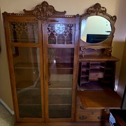 Antique Cabinet W/secretary Desk