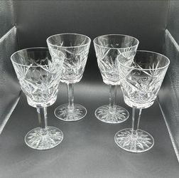 Set of (4) Claret Wine Glasses Ashling Pattern by Waterford Crystal